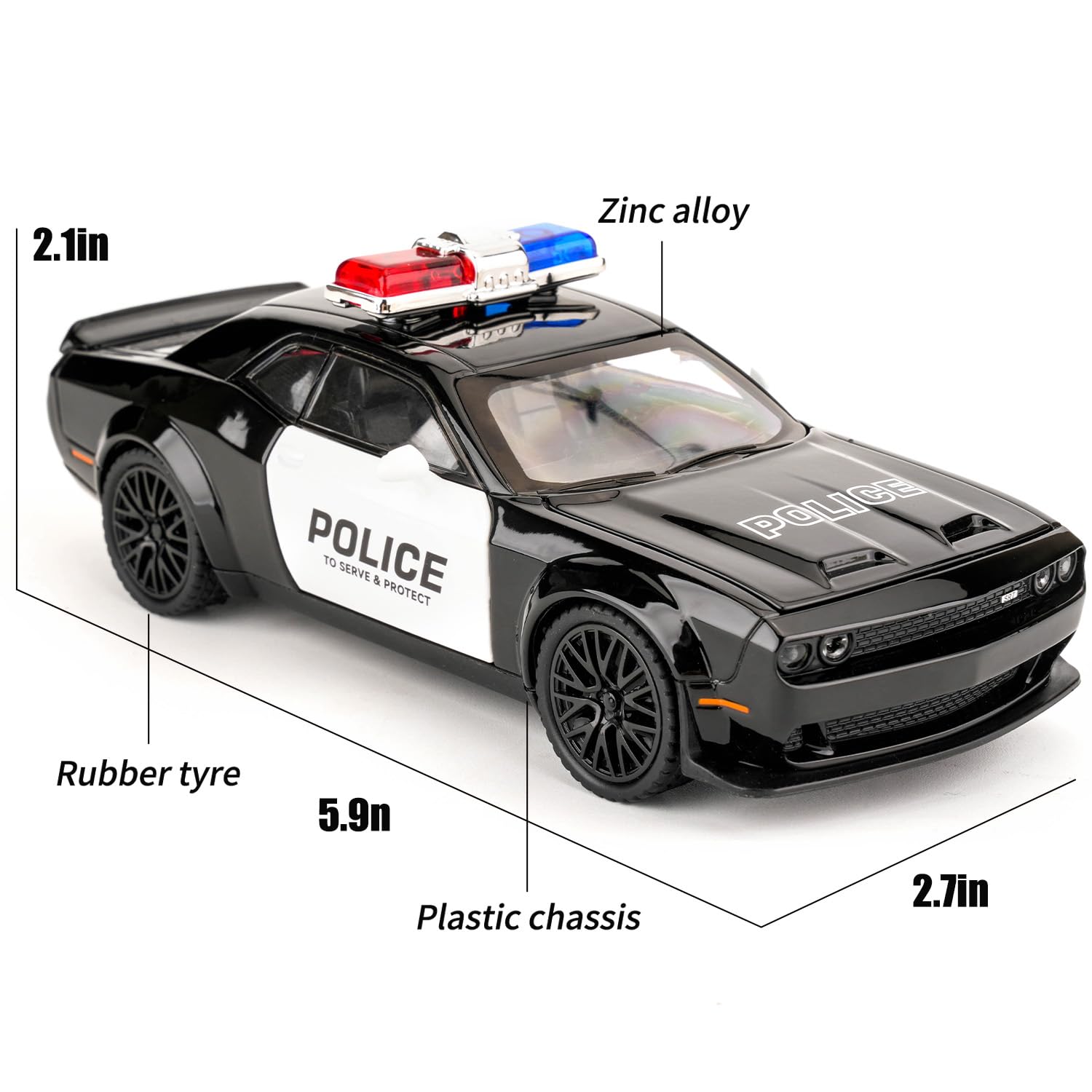 Amazon.com: BDTCTK Dodge Challenger Hellcat Police Car Model Toy